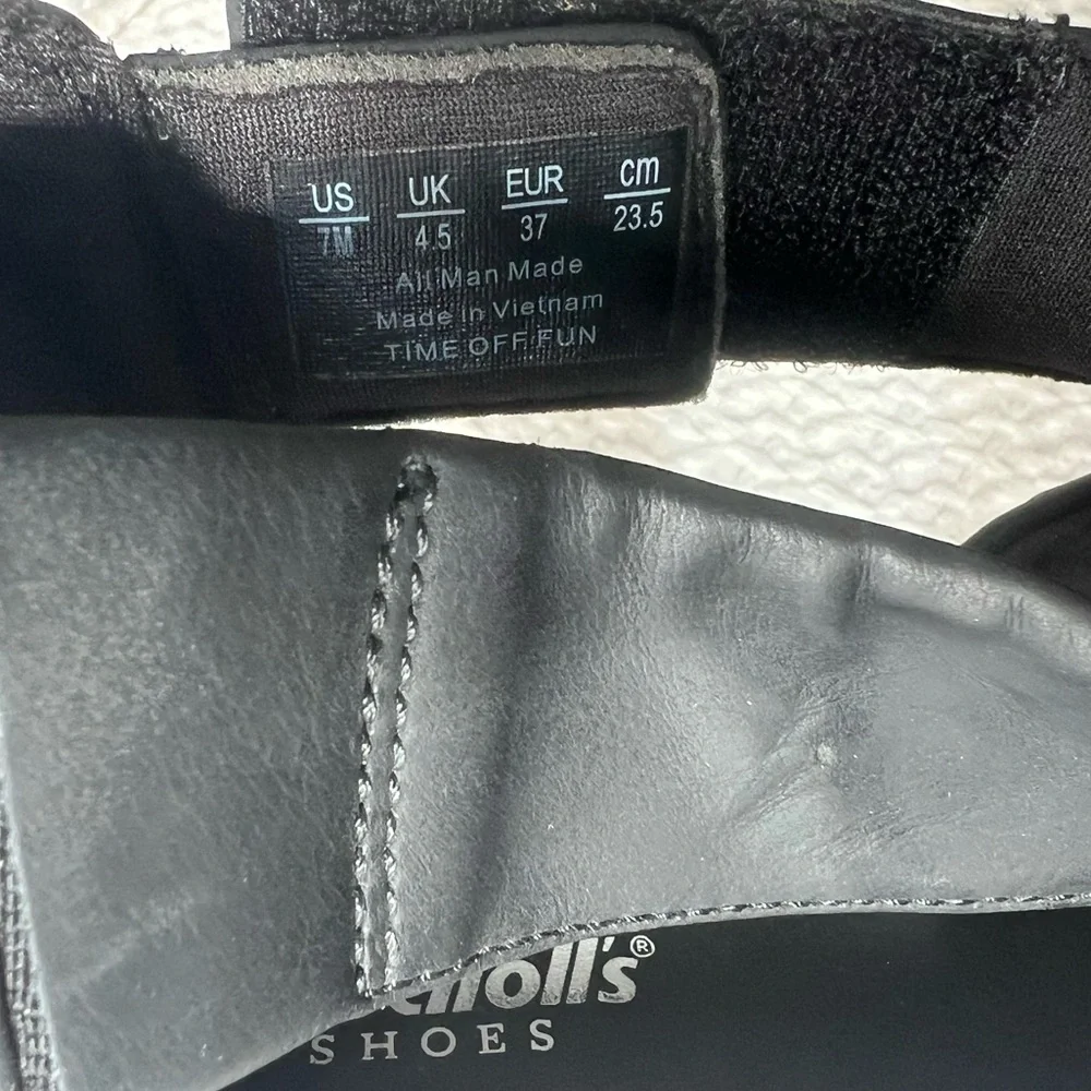 Dr. Scholl's Black & White Strap Low Wedge Sandals Women's Time Off Fun 7M - Picture 5 of 6